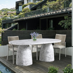 Cosenza 78" Marble Finish Concrete Indoor / Outdoor Dining Table (3 Boxes) in White