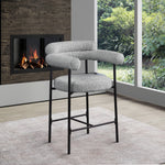 Blake Boucle Fabric Upholstered Counter Stool in Grey