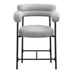 Blake Boucle Fabric Upholstered Counter Stool in Grey