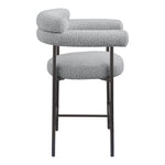 Blake Boucle Fabric Upholstered Counter Stool in Grey