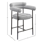 Blake Boucle Fabric Upholstered Counter Stool in Grey