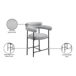 Blake Boucle Fabric Upholstered Counter Stool in Grey
