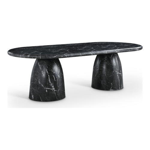 Cosenza 96" Marble Finish Concrete Indoor / Outdoor Dining Table (3 Boxes) in Black