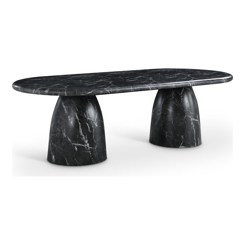 Cosenza 96" Marble Finish Concrete Indoor / Outdoor Dining Table (3 Boxes) in Black