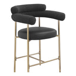 Blake Vegan Leather And Boucle Fabric Upholstered Counter Stool in Black