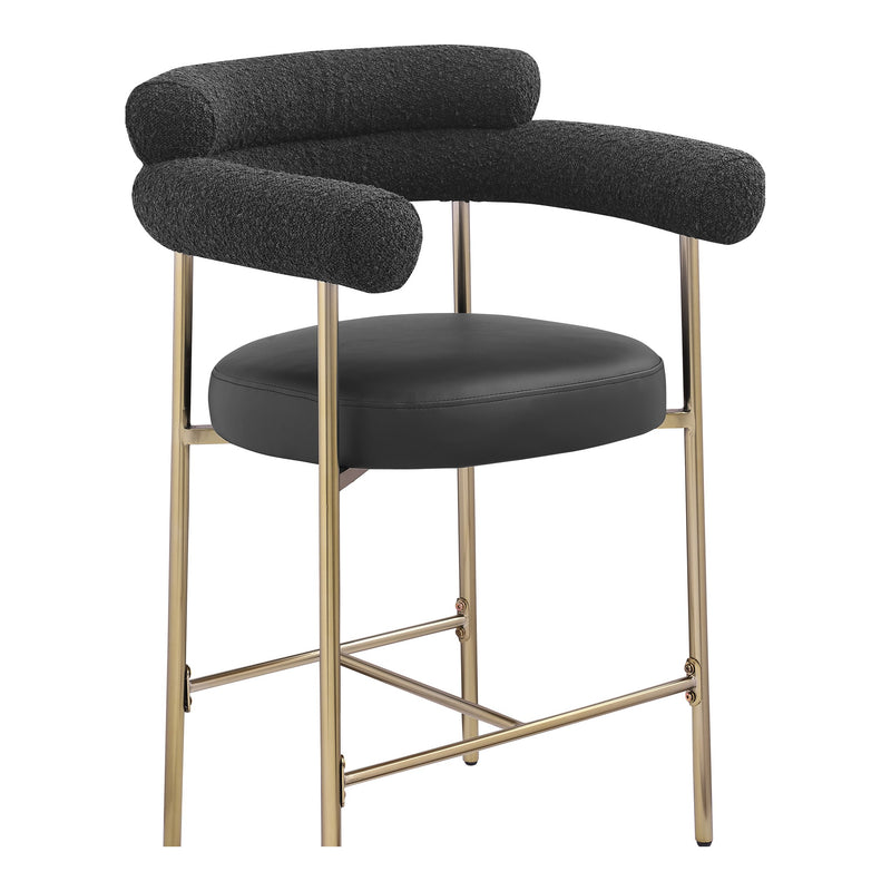 Blake Vegan Leather And Boucle Fabric Upholstered Counter Stool in Black