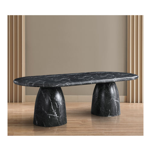 Cosenza 96" Marble Finish Concrete Indoor / Outdoor Dining Table (3 Boxes) in Black
