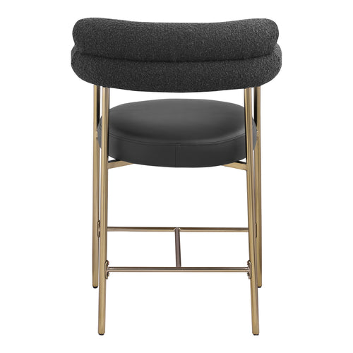Blake Vegan Leather And Boucle Fabric Upholstered Counter Stool in Black