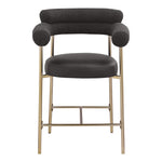 Blake Vegan Leather And Boucle Fabric Upholstered Counter Stool in Black