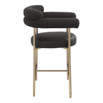 Blake Vegan Leather And Boucle Fabric Upholstered Counter Stool in Black