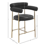 Blake Vegan Leather And Boucle Fabric Upholstered Counter Stool in Black