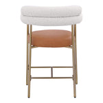 Blake Vegan Leather And Boucle Fabric Upholstered Counter Stool in Cognac