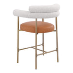 Blake Vegan Leather And Boucle Fabric Upholstered Counter Stool in Cognac