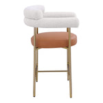 Blake Vegan Leather And Boucle Fabric Upholstered Counter Stool in Cognac