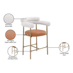 Blake Vegan Leather And Boucle Fabric Upholstered Counter Stool in Cognac