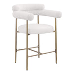 Blake Vegan Leather And Boucle Fabric Upholstered Counter Stool in Cream