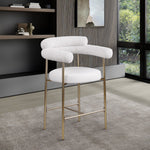 Blake Vegan Leather And Boucle Fabric Upholstered Counter Stool in Cream