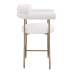 Blake Vegan Leather And Boucle Fabric Upholstered Counter Stool in Cream