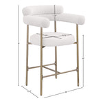 Blake Vegan Leather And Boucle Fabric Upholstered Counter Stool in Cream