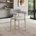 Blake Vegan Leather And Boucle Fabric Upholstered Counter Stool in Taupe
