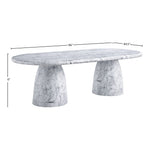 Cosenza 96" Marble Finish Concrete Indoor / Outdoor Dining Table (3 Boxes) in White