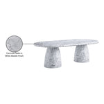 Cosenza 96" Marble Finish Concrete Indoor / Outdoor Dining Table (3 Boxes) in White