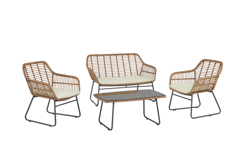 Antibes 4-Piece Conversation Set in Tan and Cream