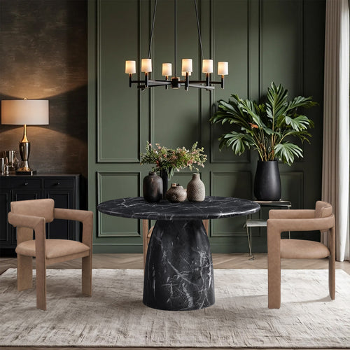 Cosenza 48.5" Marble Finish Concrete Indoor / Outdoor Dining Table in Black