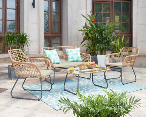 Antibes 4-Piece Conversation Set in Tan and Cream