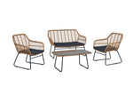 Antibes 4-Piece Conversation Set in Tan and Gray