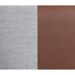 Blake Two Tone Vegan Leather And Linen Textured Fabric Upholstered King Bed in Brown