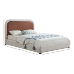 Blake Two Tone Vegan Leather And Linen Textured Fabric Upholstered King Bed in Brown