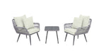 Cannes 3-Piece Conversation Set in Gray and Cream