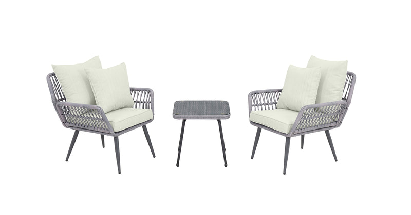 Cannes 3-Piece Conversation Set in Gray and Cream