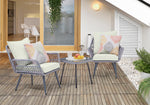 Cannes 3-Piece Conversation Set in Gray and Cream
