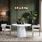 Cosenza 48.5" Marble Finish Concrete Indoor / Outdoor Dining Table in White