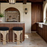 Bocceli Velvet Upholstered Counter Stool in Black