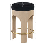 Bocceli Velvet Upholstered Counter Stool in Black