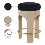 Bocceli Velvet Upholstered Counter Stool in Black