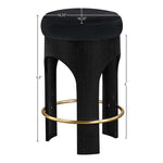 Bocceli Velvet Upholstered Counter Stool in Black