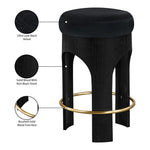 Bocceli Velvet Upholstered Counter Stool in Black