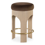 Bocceli Velvet Upholstered Counter Stool in Brown