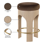 Bocceli Velvet Upholstered Counter Stool in Brown