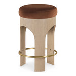 Bocceli Velvet Upholstered Counter Stool in Cognac