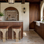 Bocceli Velvet Upholstered Counter Stool in Cognac