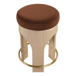 Bocceli Velvet Upholstered Counter Stool in Cognac
