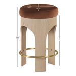 Bocceli Velvet Upholstered Counter Stool in Cognac
