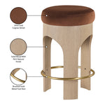 Bocceli Velvet Upholstered Counter Stool in Cognac