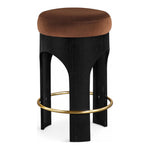 Bocceli Velvet Upholstered Counter Stool in Cognac