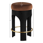 Bocceli Velvet Upholstered Counter Stool in Cognac